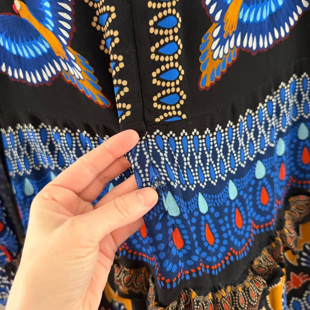 FARM Rio Black Blue Gold Floral Maxi Dress - Picture 3 of 5